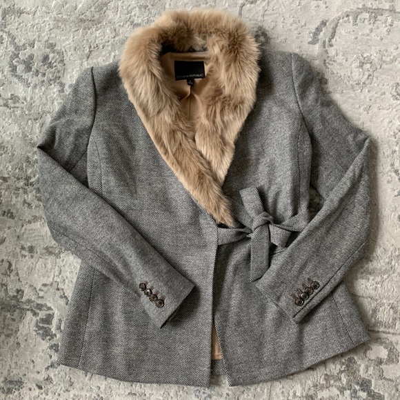 Banana Republic Wool Blazer with Removable Faux Fur - Picture 1 of 13
